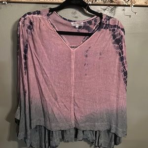Worldmarket boho tie dye woven top S/M 1105